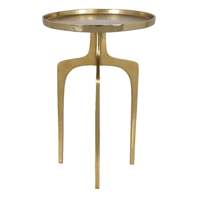 Bowery Hill Table d'Appoint Contemporaine en Aluminium avec Dessus Rond en Or