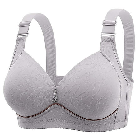 Weikingp bras for women  High Support Bras For Women Adjustable Strap Full Coverage Up Bras Comfortable No Underwire Wireless Bras womens underwear plus size lingerie clearance Grey 36