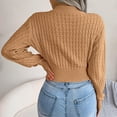 thumbnail image 6 of Cropped Sweaters for Women 2023 Fall Long Sleeve Crewneck Pullover Knit Sweater Solid Casual Tops Jumper, 6 of 8