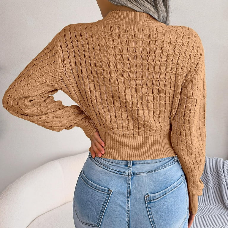 tklpehg Womens Fashion Long Sleeve Tops Solid Color Round