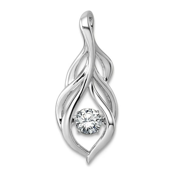 9.4mm 925 Sterling Silver Rhodium Plated Vibrant Cubic Zirconia Open Teardrop Pendant Necklace Pendant for Women