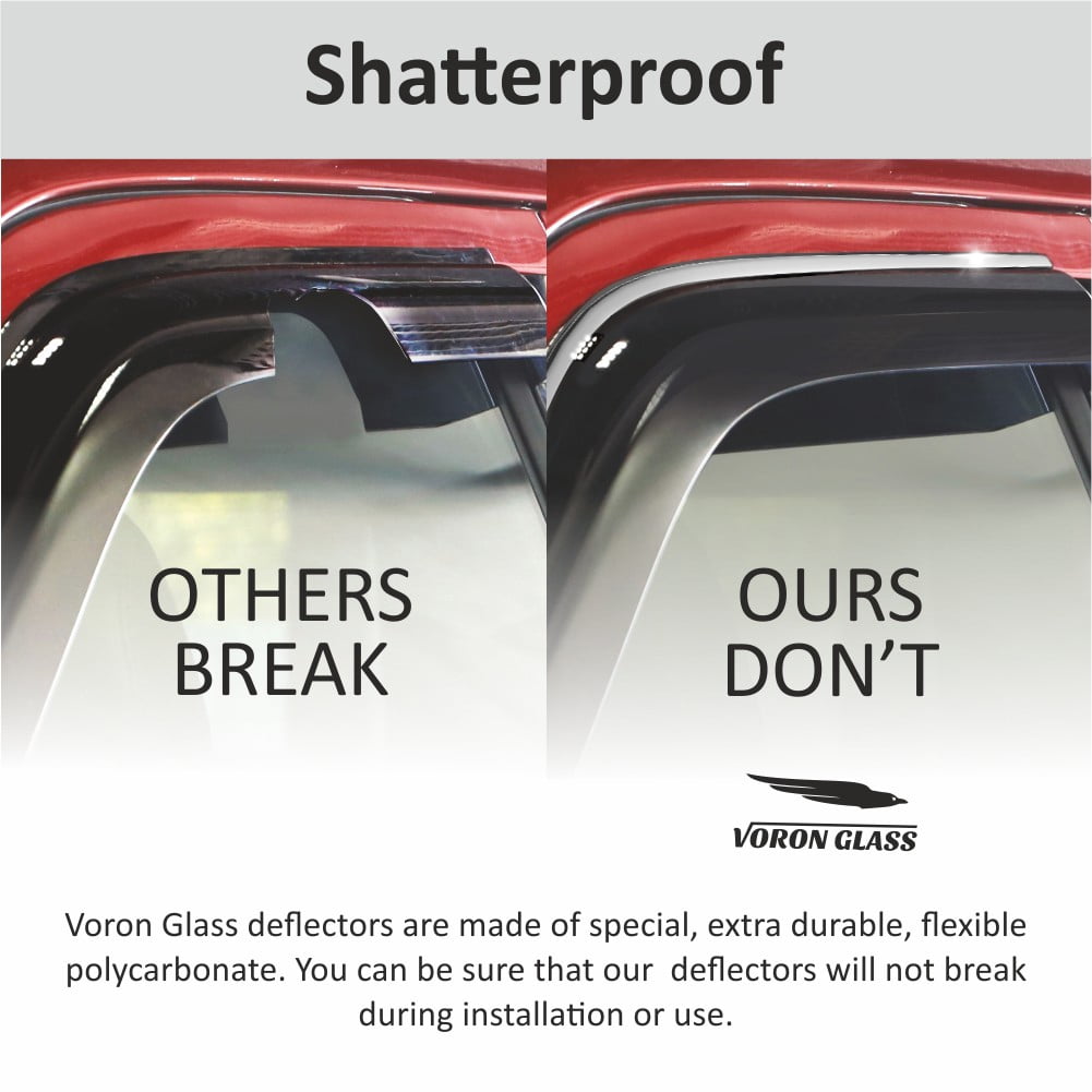 Voron Glass Chrome Trim Tape-on Extra Durable Rain Guards for Chevrolet (Chevy) Silverado 1500,2500,3500 2019-2026 Crew Cab, Window Deflectors, Vent Window Visors, 4 Pieces - 100486