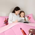 thumbnail image 4 of Castle Fairy Chic Microphone Full Size Bedding Sets 7 Pieces,Black Girl Full Size Bed in a Bag,Hot Pink Red,Pink Reversible, 4 of 7