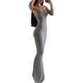 thumbnail image 5 of Vestido largo ajustado para mujer, sexy, con tirantes finos, corte bajo, largo y ajustado, para fiesta, club, noche, camisola, vestidos largos, 5 of 5