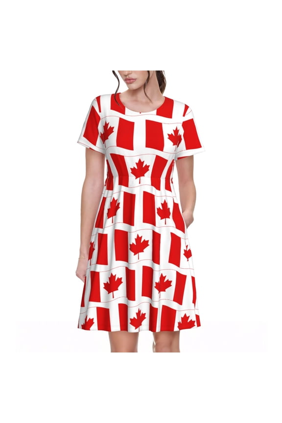 Canada for Womens Summer 2025 Casual Midi Maxi Dresses Lightweight Short Sleeve Round Neck Beach Dress -X-Large