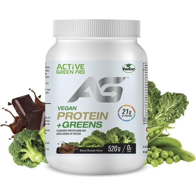 Active Green Pro® - Vegan Protein Powder + Greens - Chocolate Flavour - Plant-Based - 520g