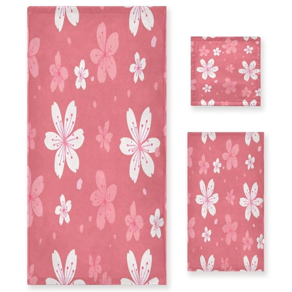 Three-Piece Towel Set Face Towel Towel Set Hand Towel Bath Towel Cotton Bath Towels Bath Towel Sets Hand Bath Towels Pink Flower