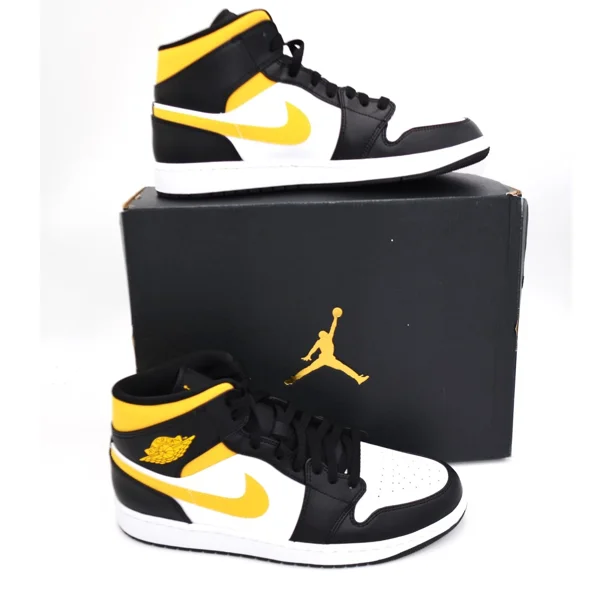 Ni - ke NEW AIR JORDAN 1 MID MEN'S SHOES SIZE 12 POLLEN BLACK SNEAKERS 554724 177
