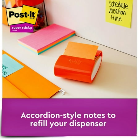 Post-it® Super Sticky Dispenser Notes, 3 in x 3 in, Energy Boost Collection, 6 Pads/Pack