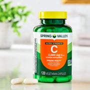 Spring Valley Ultra Strength Vitamin C, 2,000 mg, 120 Count, Dietary Supplement Capsules for Immune Health