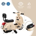 thumbnail image 4 of LAZY BUDDY Licensed Vespa Ride on Scooter, 6V Electric Motorcycle for Kids with Training Wheels, LED Headlight, Ride on Toy Gift for 3+, 4 of 10
