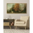 thumbnail image 6 of Drsoum Large 20x40in Natural Framed Countryside River Vintage Wall Art Landscape Painting Retro Fall Scenery Farmhouse Kitchen Living Room Decor, 6 of 7