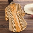 thumbnail image 2 of Short Sleeve Shirts for Women Casual Stand Neck Button Down Striped Shirts Relaxed Fit Dressy Work Blouses Lightweight Comfy Summer Curved Hem Tunic Tops Roll-up Sleeve Shirt, 2 of 6