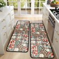 thumbnail image 4 of Kitchen Rugs Sets Of 2,Pioneer Flower Floral Print Pattern Anti Fatigue Kitchen Mat Rugs Non Slip Washable,Decorative Kitchen Floor Mats for Kitchen,Sink,Laundry,17"x47"+17"x47", 4 of 5