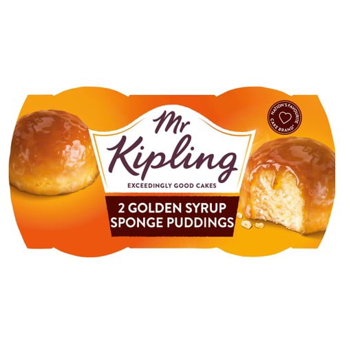 Mr Kipling Golden Syrup 2 Sponge Puddings, British Import (Pack of 3)