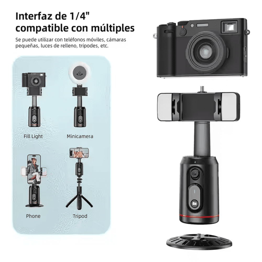 FANGTUOS IQ02 gimbal stabilizer tripod selfie stick with light for face tracking, equipped with Bluetooth remote control