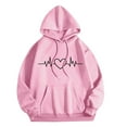 thumbnail image 4 of Women's Casual Hoodies Fashion Print Drawstring Long Sleeve Pullover Tops Outdoor Sport Drop Shoulder Sleeves Sweatshirt Pink XL, 4 of 5