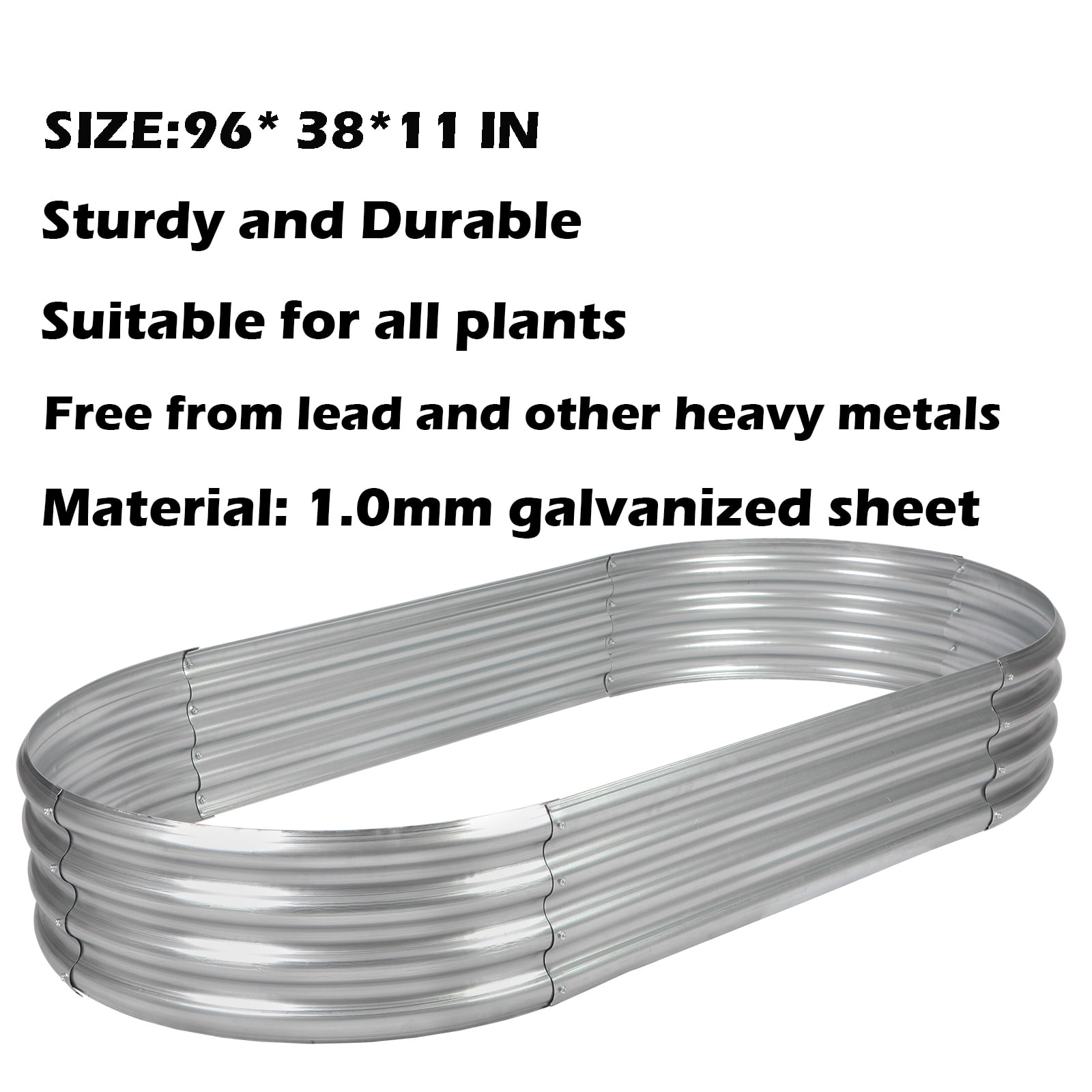 Nana Guard Galvanized Raised Garden Bed Kit 2Pack 8ft, Galvanized Planter Boxes Outdoor, Oval Metal Raised Garden Beds