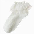 thumbnail image 2 of Ruffle Ankle Socks Kids Cotton Double Lace Turn Cuff Sock for Girls Cute Frilly Dress Socks for 1-16 Years Little Girls Socks Size 7-9 Years, 2 of 4