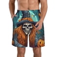 thumbnail image 1 of Balery Cartoon Pumpkin Skull Traje de Baño Estilo Hawaiano para Hombre, Shorts de Secado Rápido con Bolsillos-3X-Large, 1 of 6