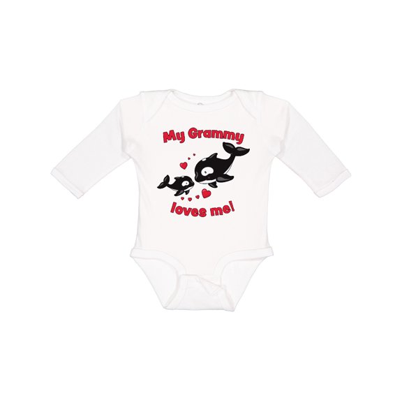 Inktastic My Grammy Loves Me Orca Family Boys or Girls Long Sleeve Baby Bodysuit