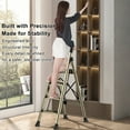 thumbnail image 5 of 4-Step Folding Ladder, Portable Anti-Slip Aluminum Step Stool, 330 lbs Capacity, Sturdy Wide Pedals - Gold, for Home, Kitchen & Office Use, 5 of 12