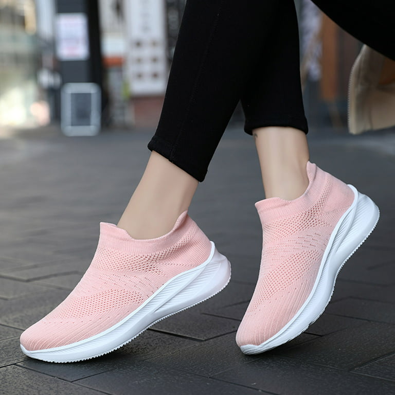 Quealent Shoes For Women Fashion Glitter Sneakers for Womens Silp On Running  Shoes Lightweigt Tennis Walking Sneakers,Pink 9.5 