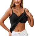 thumbnail image 2 of Women's Plus Size Camisole with Built-in Bra, Sexy V Neck Padded Tank Top, Adjustable Strap Cami Undershirt, Soft Sleepwear Layering Vest, 2 of 6