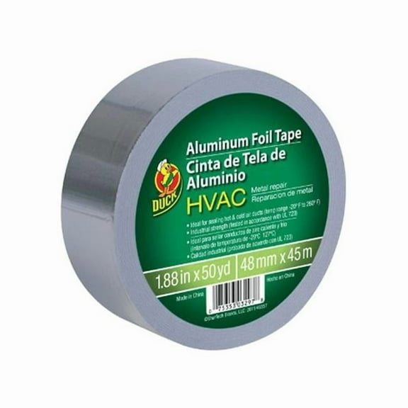 Duck Brand 240225 HVAC UL 723 Metal Repair Aluminum Foil Tape, 1.88Inch by 50 Yards, Single Roll, Silver