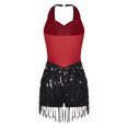 thumbnail image 4 of Freebily Women Girls Jazz Hip Hop Dance Costume Sequins Tassel Latin Dance Leotard Performance Red L, 4 of 7