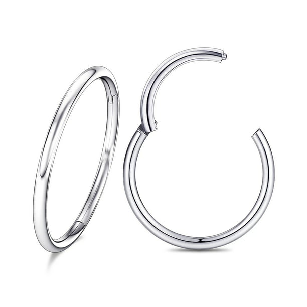 sal Reflexión apasionado Hoop Nose Ring Surgical Steel Septum Body Piercing Nose Jewelry  20G，Diameter 5mm Silver(2Pcs) - Walmart.com