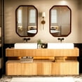 thumbnail image 5 of Magnifique Rounded Corner Arch Wall Mirror with Wood Frame for Bathroom 24" x 36", Walnut, 5 of 7