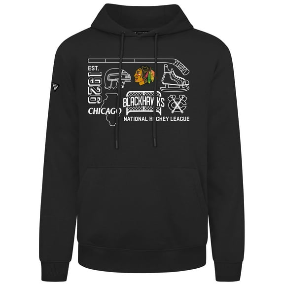 Men's Levelwear  Black Chicago Blackhawks Podium Campaign Pullover Hoodie