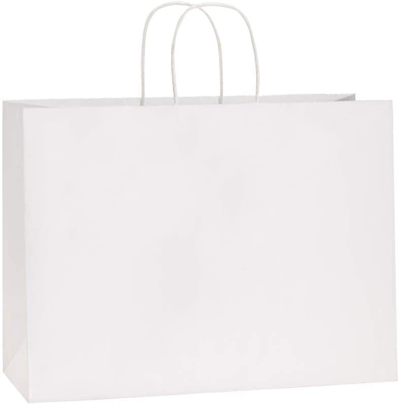 Gift Bags 16x6x12 inch Paper Bags Small Kraft White Gift Bags Bulk with