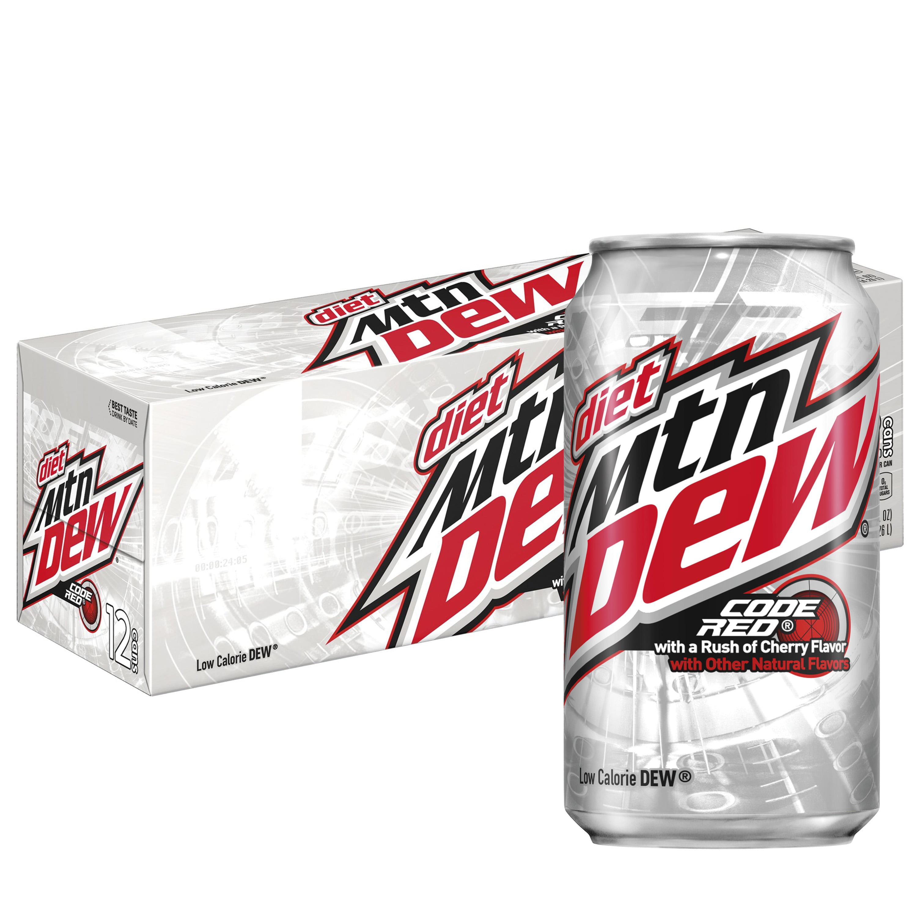 Diet Mountain Dew Code Red Diet Soda Cherry 12 Fl Oz 12 Count Walmart Com Walmart Com
