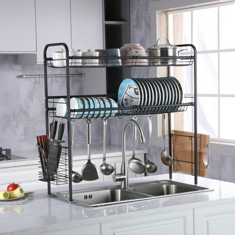 Kitchen stainless steel sink drain rack kitchen shelf DIY dishes