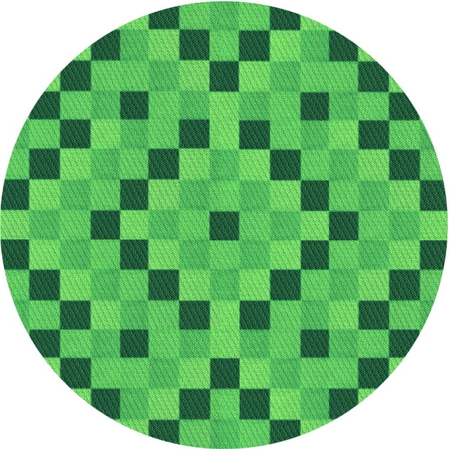 Ahgly Tapis Rond Lavable en Machine Intérieur Transitionnel Vert Néon, 4 Pieds Rond