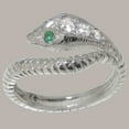 thumbnail image 2 of LBG British Made 10k White Gold ring with Natural Diamond & Emerald Womens Band Ring - 33 size options - Size 11, 2 of 6