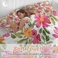 thumbnail image 4 of 3 Piece Pink Orange Floral Duvet Cover Set California King,Microfiber Comforter/Quilt Cover with Corner Ties and 2 Pillowcases,Spring Blossom Botanical Flowers All Season Bedding with Zipper Closure, 4 of 8