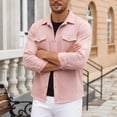 thumbnail image 6 of DPTALR Men's Casual Solid Color Turndown Collar Long Sleeve Shirt with Pockets,Pink,Big and Tall Men XL, 6 of 9