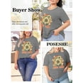 thumbnail image 2 of XCHQRTI Sunflower Shirts for Womens Plus Size Short Sleeves T-Shirt Graphic Oversized Flower Tops, 2 of 9