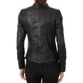 thumbnail image 2 of Womens Genuine Lambskin Leather Jacket Motorcycle Biker Leather Jacket W068, 2 of 3