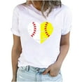 thumbnail image 1 of Tunique d'Été Tops for Women 2023 Col Rond Baseball Imprimé Chemisiers à la Mode Décontractée Chemises à Manches Courtes Confortables, 1 of 5