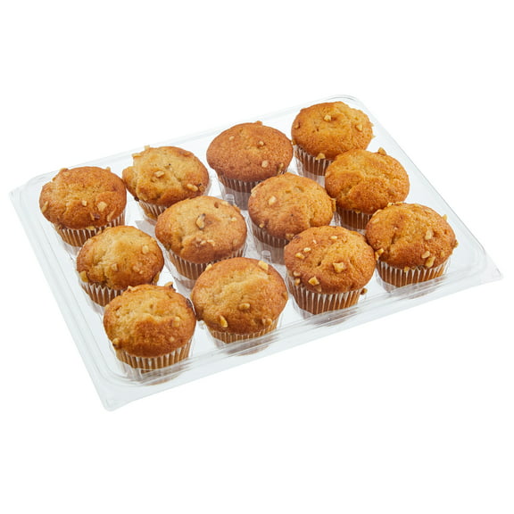 Freshness Guaranteed Mini Banana Nut Muffins, 12 oz Clamshell, 12 Count (Shelf Stable, Ambient)