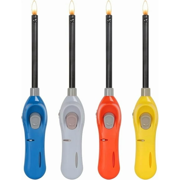 Candle Lighters Multipurpose Extended Long Gas Lighter Wand Refillable for Kitchen Fireplace Pilot Light DIY BBQ Grill Stove 4 Pack (Butane Included)