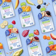 Gerber Stage 2 Baby Food, Organic Banana Blueberry Blackberry Oatmeal, Puree Baby Pouches