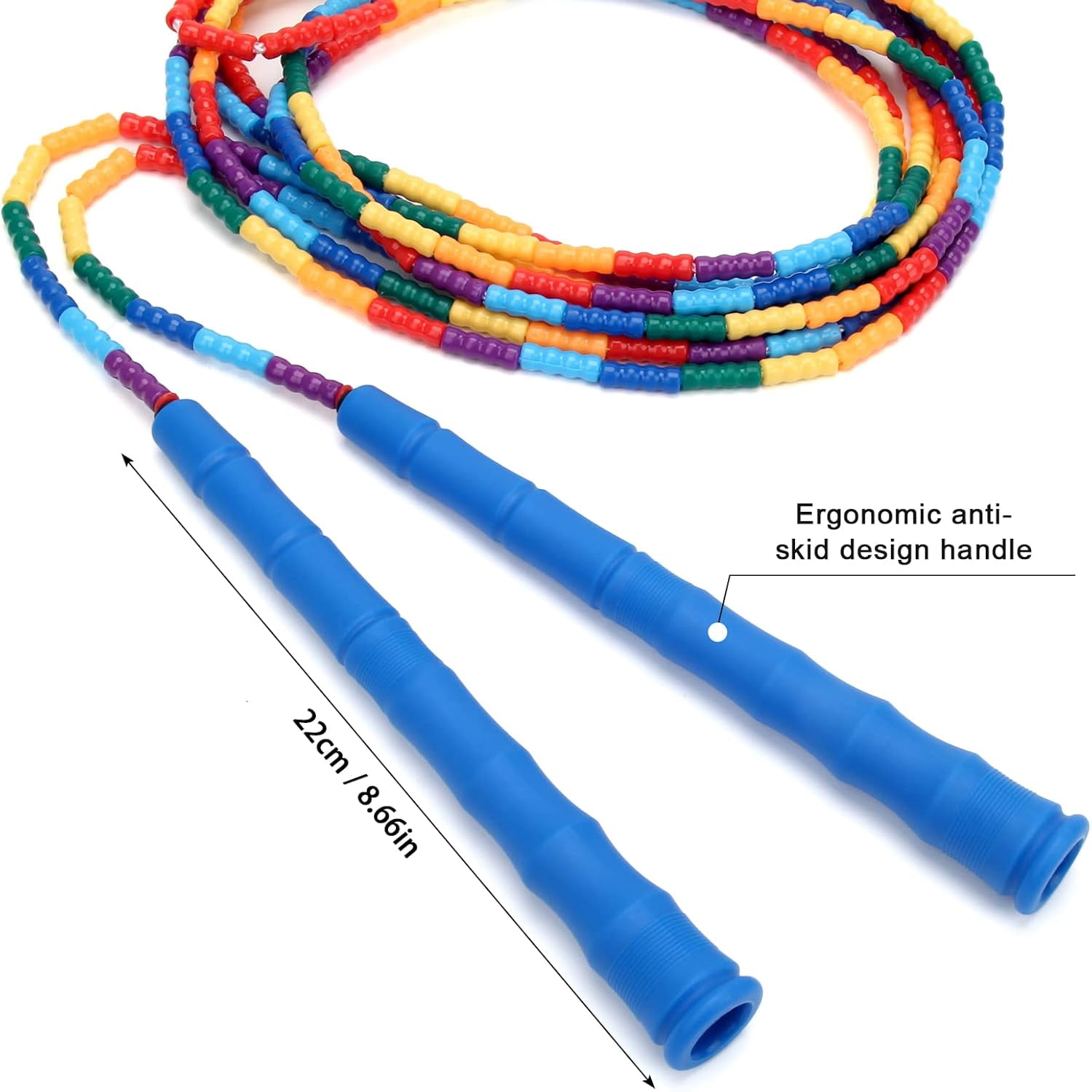 16 FT Long Jump Rope(2 PACK), Double Dutch Jump Ropes, Soft Beaded Skipping for Kids Adults, Plastic Segmented Long Enough for 4-5 Jumpers