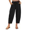 thumbnail image 2 of Bloomae Women's Harem Capri Pants Casual Loose Fit Wide Leg Cropped Trousers Lightweight Drawstring Elastic Waist Lounge Capris with Pockets, 2 of 9
