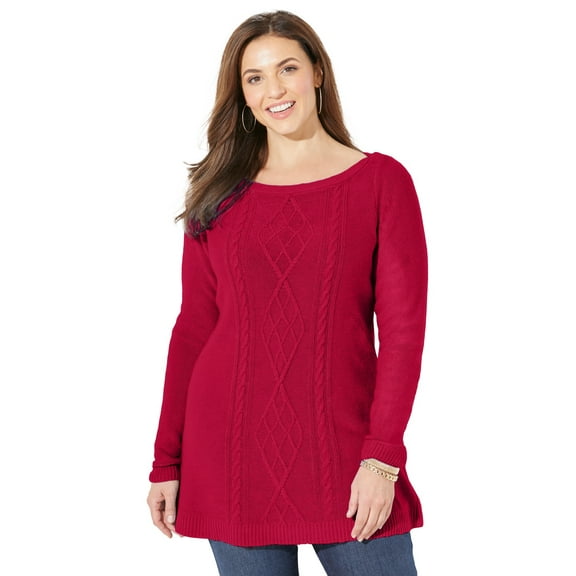 Catherines Women's Plus Size Cashmiracle; Cable Sweater