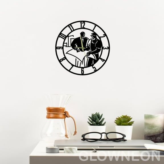 Glowneon Architect Wall Clock, Architect Office Metal Wall Clock Deco